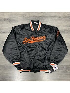 Vintage Majestic NWT San Francisco Giants Satin Jacket XXL Tall Rare Men’s Black